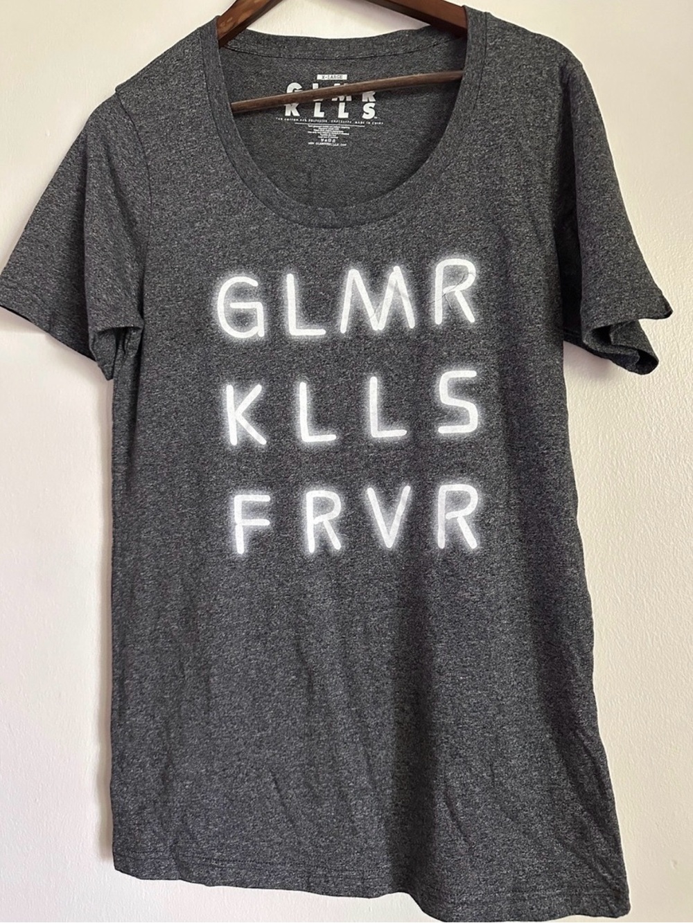 Glamour Kills Charcoal Gray Graphic Scoop Neck Tee